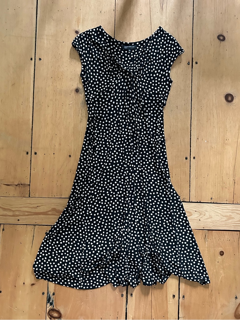 Vintage Jones New York Black Polka Dot Flowy Midi Dress